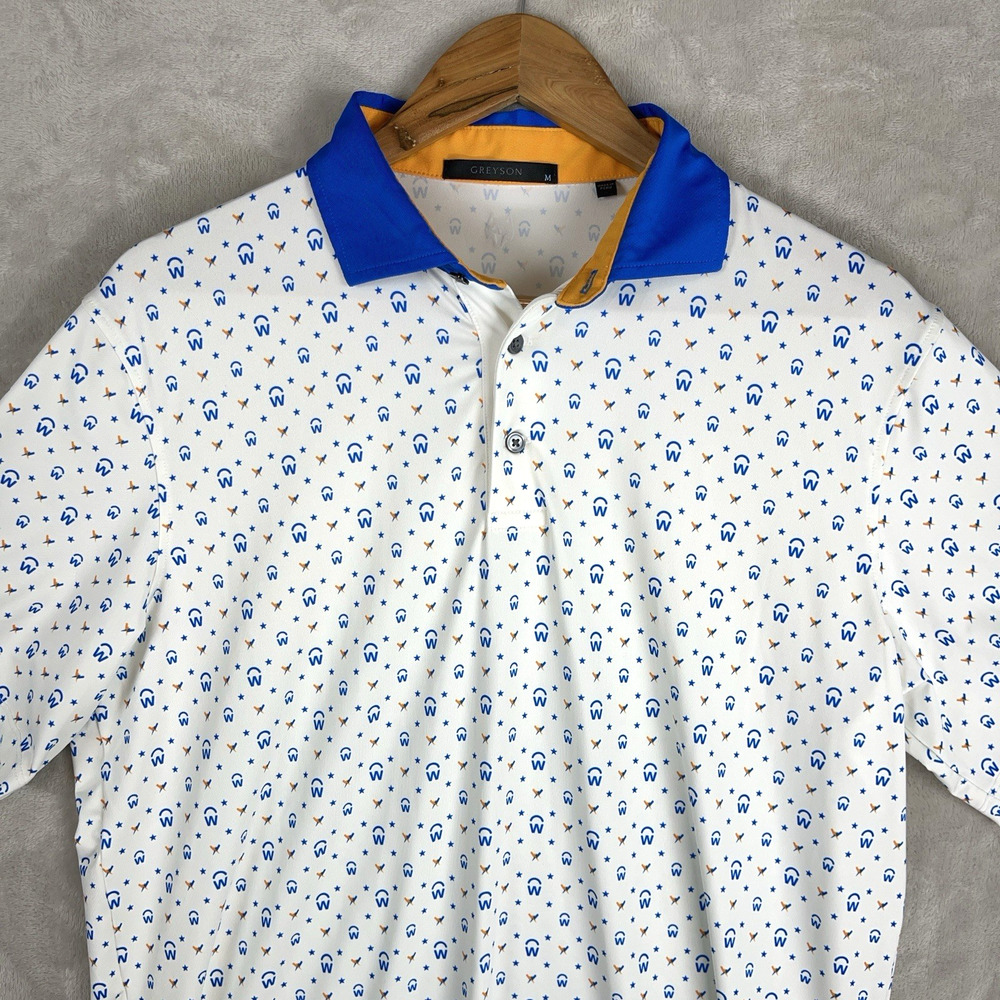 Greyson Golf Polo Men's Medium Workday All Over Print Performance Athleisure